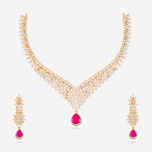Zircon Necklace 188744 Elegant <b>Wedding</b> <b>Accessory</b> with Dazzling Zircon Stones - Product Image 1