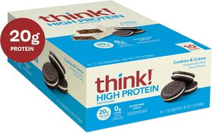 think! Protein <b>Bars</b>, High Protein <b>Snacks</b>, Gluten Free, Kosher Friendly, Cookies and Crème 2.1 Oz per <b>Bar</b>, 10 Count - Product Image 3