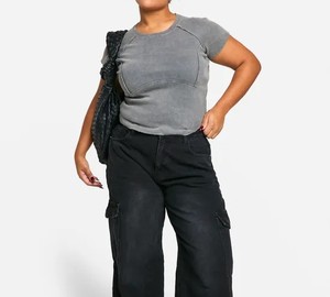 Service OEM T-shirt lavé à l'acide de haute qualité pour femmes, couleur unie, séchage rapide, anti-rétrécissement, vêtements d'été à manches courtes - Product Image 5