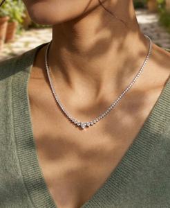 Collar de tenis Riviera con diamantes de corte redondo graduado de 7.00 ct, color EF, claridad VVS, diamantes cultivados en laboratorio en oro macizo de 14K, para uso diario, ideal para regalo. - Product Image 3