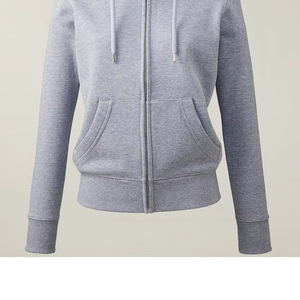 Sweat-shirt décontracté pour femme, coupe régulière, polaire respirant, fermeture éclair, avec poche kangourou et logo sur le devant - Product Image 6