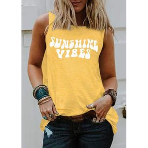 เสื้อกล้ามพิมพ์ลายตัวอักษร Sunshine Vibes ของผู้หญิงเสื้อกล้ามลายกราฟิกแขนกุดเสื้อออกกำลังกายแบบหลวมลำลองสำหรับฤดูร้อน - Product Image 4