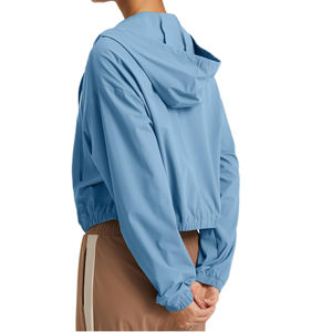 Veste de sport à demi-zip pour femmes, manches longues, logo personnalisé, vente en gros, hauts de yoga pour le jogging, vêtements de fitness à capuche pour l'hiver - Product Image 3