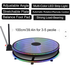 Plateforme en verre pour cabine photo 360 avec lumières RGB, application logicielle et télécommande, pour événements, avec caméra rotative automatique à 360° - Product Image 3