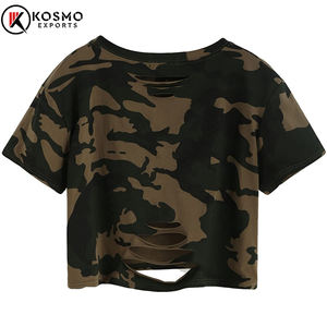 Top Corto Informal de Verano para Mujer, Manga Corta, Liso, Tejido de Punto, para Fiesta, Logotipo Personalizado en la Parte Delantera, Algodón Ecológico - Product Image 2