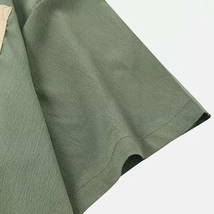 Liso con bolsillo color sólido hombre algodón poliéster conjuntos gemelos venta al por mayor personalizado hombres sueltos cuello redondo estilo corto verano conjuntos - Product Image 5