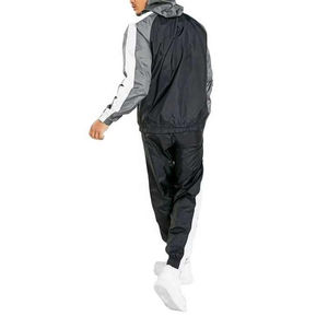Chándal cortavientos para hombre de nailon de dos piezas con logotipo personalizado para estilo informal con servicio OEM conjunto de talla grande con cremallera transpirable para hombre - Product Image 3