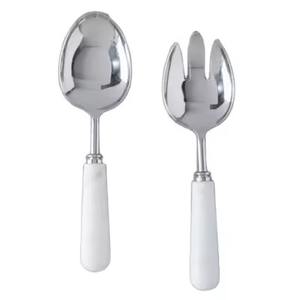 ชุดเซิฟเวอร์สลัดเงิน2ชิ้นทำจากสแตนเลสมีด้ามจับหินอ่อนสำหรับใช้งานบนโต๊ะในบ้านและโรงแรม - Product Image 5