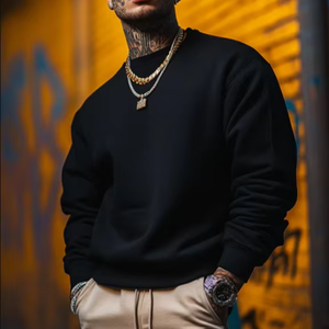 Sweat-shirt pour homme à épaules tombantes surdimensionné, logo personnalisé, plusieurs couleurs unies, poids lourd, 480 GSM, 100% coton molletonné - Product Image 3