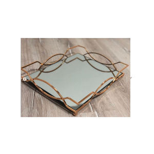 Indian Metal World Bandeja de metal vintage grande Bandeja decorativa de forma rectangular al precio más barato - Product Image 4