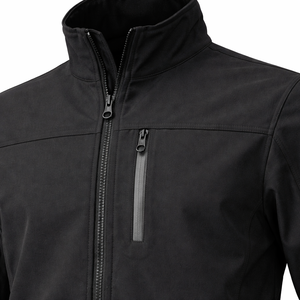 Chaqueta Softshell Negra para Hombre, con Cierre Completo, Resistente al Viento y al Agua, para Trabajo al Aire Libre, con Bolsillo con Cierre en el Pecho - Product Image 4