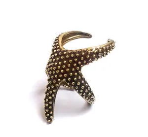 925 Sterling Silver Plated & Brass Gold Finished Star Fish Ring Jewelry Wholesale Supplier