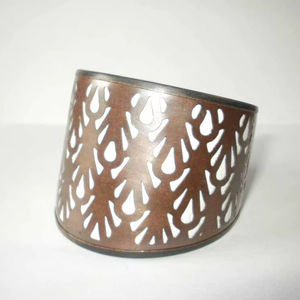 Handcrafted Luxury Antique Copper Cuff <b>Bracelet</b> With Elegant Geometric Diamond Cutout Design Rustic <b>Metal</b> Bangle For Women High - Product Image 1