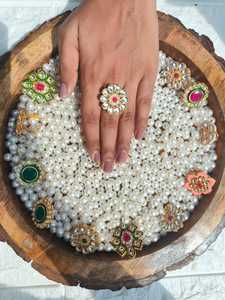 Bague Kundan réglable bijoux de mode mariage bague de déclaration de mariée pakistanais indien minimaliste demoiselle d'honneur retour cadeau faveurs - Product Image 2