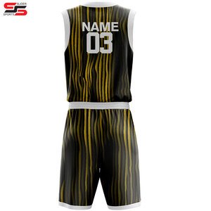Uniformes de baloncesto de sublimación de poliéster de dos colores, camiseta sin mangas de baloncesto hecha a medida y uniformes deportivos cortos - Product Image 2