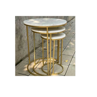 Meubles de salon en marbre et laiton design moderne pieds dorés table basse centrale en marbre 3 tailles différentes