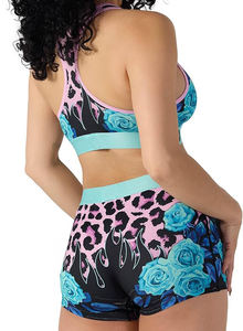 Custom <b>Women's</b> Two Piece Yoga Sets High Waist <b>Shorts</b> Sports Bra Breathable Fitness Activewears Personalized Logo Hot Sublimation - Product Image 2