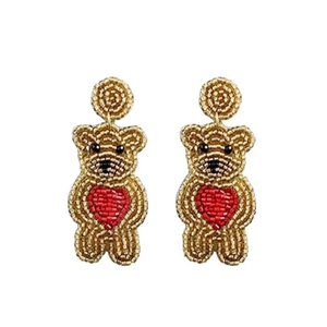 Pendientes de Osito de Peluche con Cuentas Bordadas a Mano, Coloridos y Adorables, Accesorios de Joyería - Product Image 4