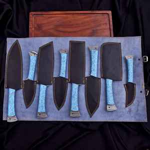 Juego de Cuchillos de Chef de Acero de Damasco Hechos a Mano de Primera Calidad para Uso en Restaurantes, Incluye Bolsa de Cuero, Cuchillos para Cortar Carne - Product Image 5