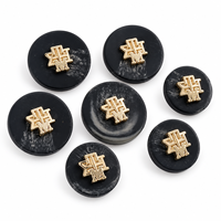 Kancing Resin Logam Dua Warna, Kancing Jahit Dekoratif dari Paduan Logam untuk Blazer, Jas, Mantel, Jaket, Aksesoris Pakaian
