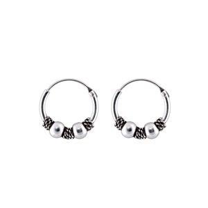 Aro Bali De Plata 1,2X10mm 1 Par-Moda Hojas De Oreja Para Mujer - Product Image 1