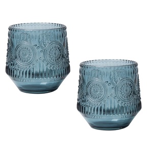 Blue Glass Lanterns Pit 24 Pcs para bodas y fiestas Decoración a precios al por mayor Con tamaños de 7.5L X 7,5 W X 8H Centímetros - Product Image 1