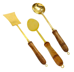 Newest Brass Ladle <b>Cooking</b> <b>Spoon</b> Kitchen Tools Gadgets Crafts <b>Wood</b> handle Indian Manufacturer <b>Cooking</b> Serving <b>Spoon</b> - Product Image 3