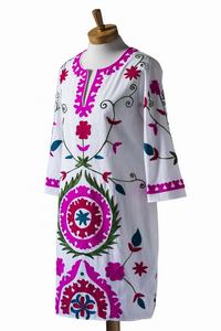 ชุดเดรสผ้าฝ้ายแขนยาวสำหรับผู้หญิง,ชุดเดรสคอตตอนบันจาราสไตล์ยิปซีโบโฮปักลายชุดเดรสคลุมสะโพกสำหรับผู้หญิง - Product Image 6