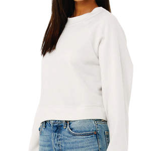 52% Airlume – pull-over en coton peigné avec anneau pour femme, Vintage, blanc, manches Raglan, 48% - Product Image 5