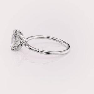 Anillo de compromiso con diamante cultivado en laboratorio de corte radiante y halo oculto |   Joyería Personalizada de Plata de Ley 925 - Product Image 4