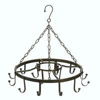 Support de suspension rond pour pot en métal avec revêtement en poudre argentée, design moderne, type crochet Tycon