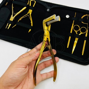 Premium Microlink Hair Extension Tool Kit with Custom Gold Case Stainless Steel Silicone <b>Tape</b> Hair Pulling Loop Custom Logo - Product Image 4