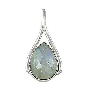 Colgante de cristal natural en forma de lágrima en plata 925, colgante minimalista solitario para uso diario, joyería unisex. - Product Image 1