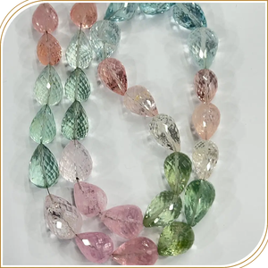 Aigue-marine naturelle Morganite à facettes Briolette Teardrops Perles de grande taille Taille 13mm à 17mm Environ 17 pouces Strand - Product Image 4