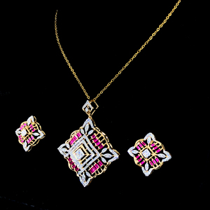 Ensemble de pendentifs en diamant naturel certifié IGI pour femmes, or 14 carats, 1,87 carat, couleur EF, taille brillant, clarté VVS VS, bijoux fins de luxe - Product Image 2