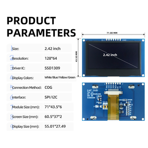 Mô-đun <span class=keywords><strong>OLED</strong></span> 2.42 inch đa năng có kích thước hiển thị 55.01x27.49mm, kích thước mô-đun 71x43.5x6mm - Product Image 3
