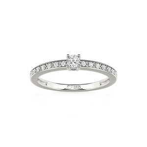 Jeulia Minimalist Oval Cut Pave Promise <b>Ring</b> 18K Gold Plated Sterling Silver - Product Image 3