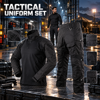 Ensemble uniforme tactique de camouflage GEN3 pour paintball, noir, Rip-Stop, pour l'extérieur, avec protections genoux/coudes