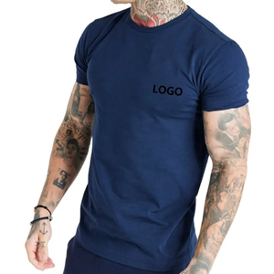 Camiseta de gimnasio de verano 100% de poliéster para hombre, camiseta transpirable activa ajustada de manga corta, Fitness Lisa para camiseta lisa, culturismo en blanco - Product Image 1