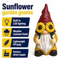 Figurine de nain sans visage illuminée tenant des fleurs jaunes, résistante aux intempéries, ornement de jardin pour la récolte, exportateur