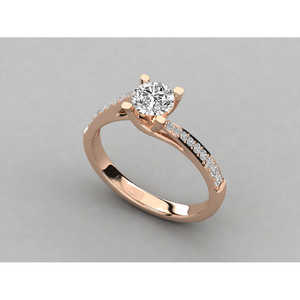 Bague pour femme en or 14 carats avec diamant solitaire rond de laboratoire, bagues en diamant brillant - Product Image 3