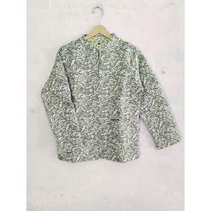 Chaqueta Unisex de algodón 100% acolchada con estilo, bloque de mano estampado Floral, diseño Reversible, botón transpirable de longitud corta - Product Image 3