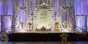 Cadre de toile de fond pour mariage musulman en demi-lune DST Exports Hot Selling Traditional Luxury Gold Grand Maharaja Stage Factory Price USA - Product Image 2
