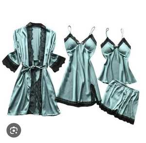 ชุดเดรสเจ้าสาวแขนกลางสุดเซ็กซี่สำหรับผู้หญิงชุดนอน5-pcs นุ่มนุ่มหลายสีสำหรับใส่ในบ้าน - Product Image 2