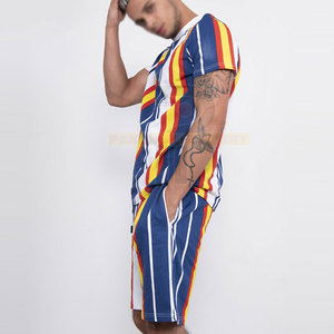 Ensemble double imprimé décontracté 2PC pour hommes-Nouveau t-shirt à manches courtes et short d'été en tissu éponge respirant et à séchage rapide en vente - Product Image 2