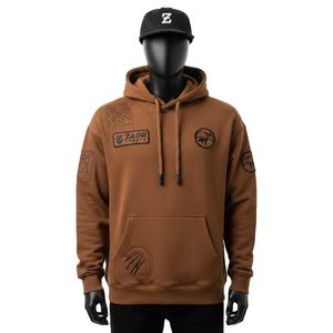 Sudadera con Capucha para Hombre, Algodón, Poliéster, Felpa, 320 GSM, Color Marrón Suave, Logotipo Personalizado con Transferencia de Calor de Silicona, Sudaderas Básicas para Hombre - Product Image 1