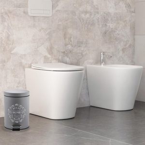 Relax casa 5L bidone automatico a pedale grigio/metallo bianco pattumiera da bagno 20,5x28cm-mobili da bagno moderni - Product Image 3