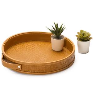 Meilleur prix Italia Leatherite Plateau Taille Plateau de nourriture pour la maison Plateau pour servir des gâteaux Pâtisseries Snacks - Product Image 4