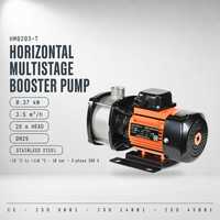 Pompa Booster Impeller Multistage Horizontal Stainless Steel OEM 0.37 kW 3.5m³/h DN25 Motor Tiga Fasa untuk Air Bangunan
