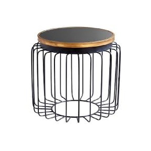 Table d'appoint ronde multifonctionnelle avec panier de rangement et dessus en marbre Table d'appoint moderne avec cadre métallique pour le salon Produit échangeable - Product Image 5